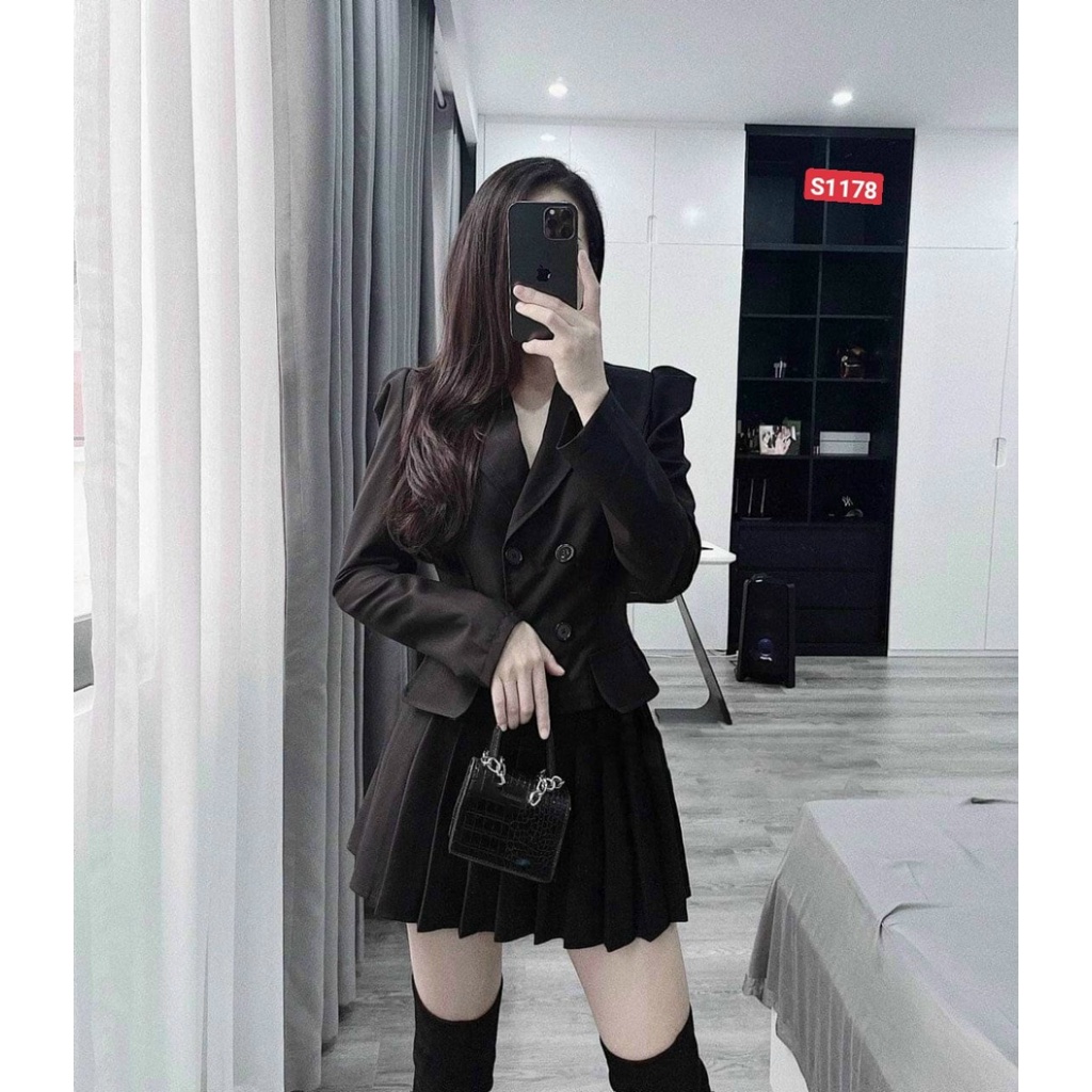 Set bộ Vest nữ kèm chân váy dập ly, hai màu sang chảnh, trẻ trung năng động, Mẫu mới không đụng hàng