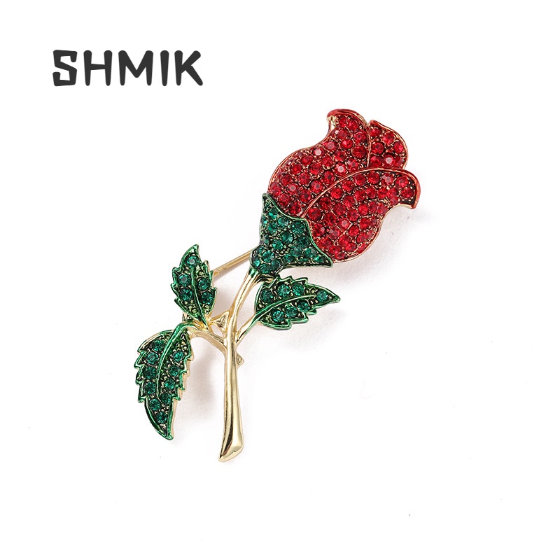 Ghim Cài Áo Hình Hoa Hồng Đính Đá Sang Trọng Cho Nữ