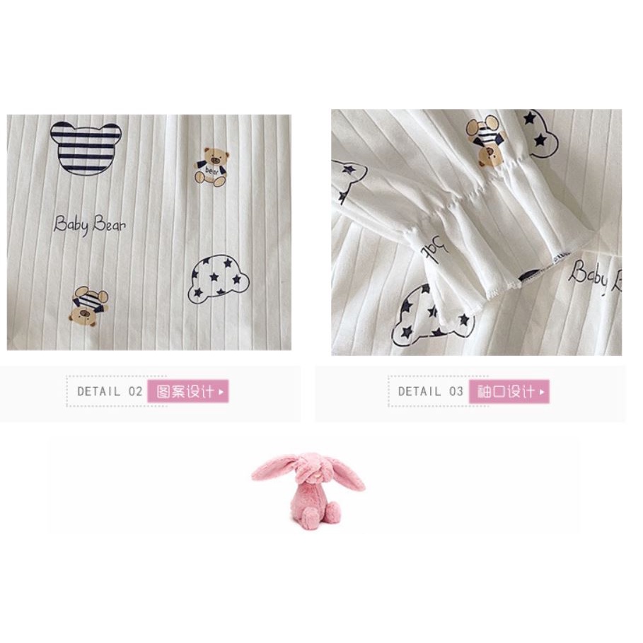 Bộ ngủ nữ thu đông tiểu thư sang trọng, chất cotton tăm phối ren phong cách bánh bèo tiểu thư Nogin - BT03