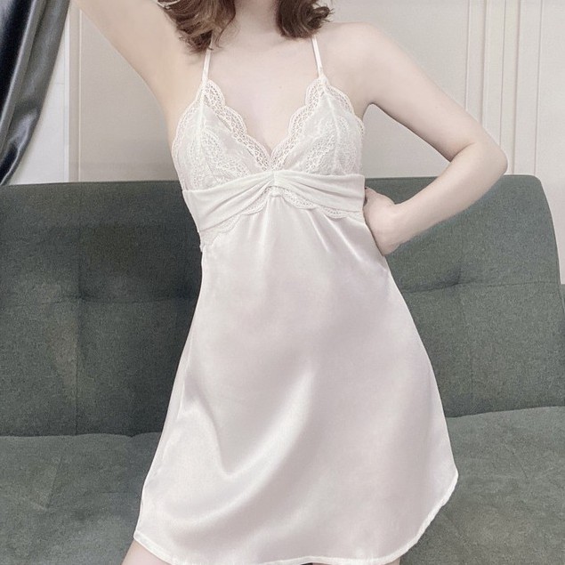 Váy Ngủ 2 Dây Gợi Cảm Kèm Quần Chip – Đầm Ngủ Freesize Sexy Lụa Satin Quyến Rũ Có Móc Điều Chỉnh Dây Tiện Lợi | BigBuy360 - bigbuy360.vn