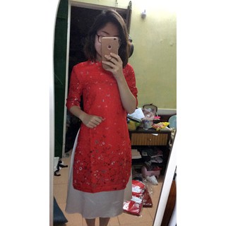 Đầm cách tân vải gấm xuất dư lót lụa