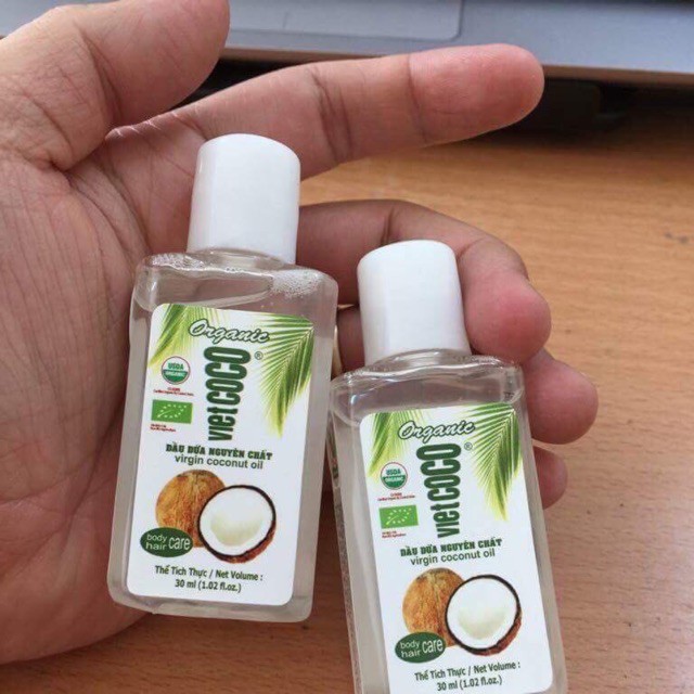 Dầu Dừa Organic Nguyên Chất Ép Lạnh Vietcoco Dưỡng Da Tóc Môi Chuốt Mi