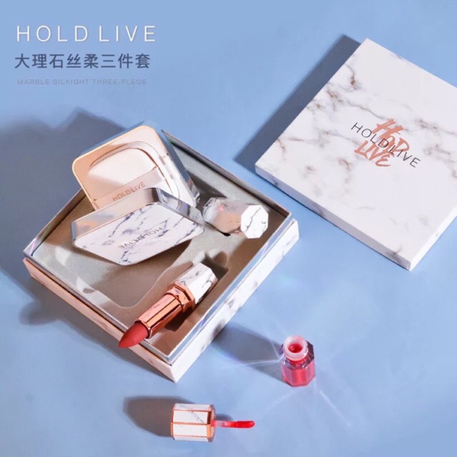 Set phấn nước Cushion, Son Hold Live