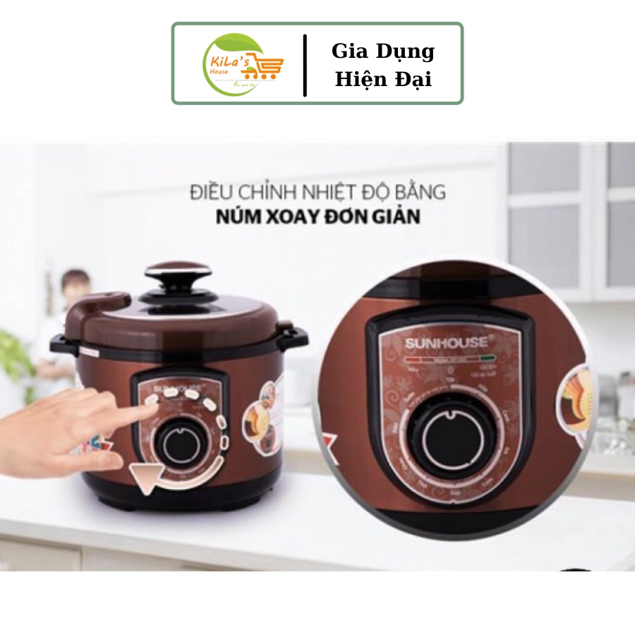 Nồi Áp Suất Điện, Nồi Áp Suất Đa Năng Sunhouse SHD1550 Cafe, SHD1552 Đỏ Có Hẹn Giờ- Bảo Hành Chính Hãng 12 Tháng