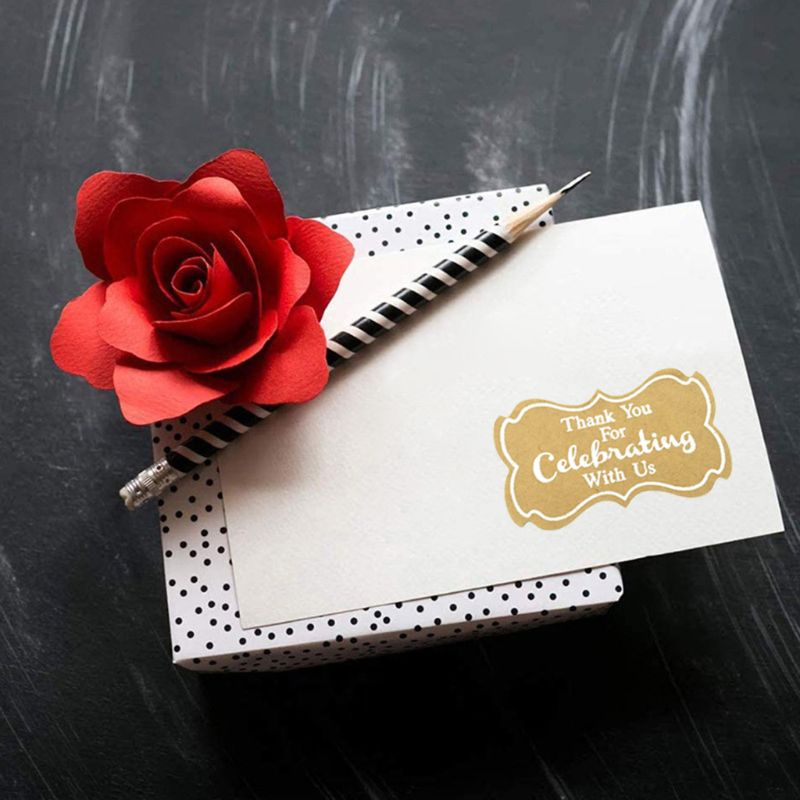 500 Nhãn Dán Chữ Thank You for Celebrating with Us Trang Trí Bao Lì Xì Năm Mới