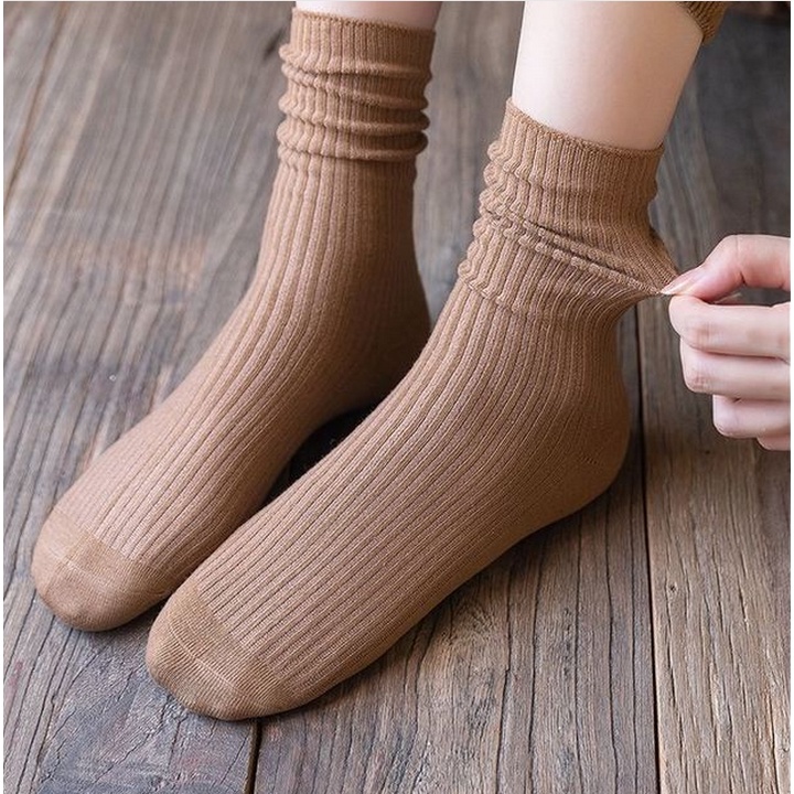 Tất Cổ Cao Nữ Hàn Quốc Gân Trơn Basic  Vớ Cao Cổ Nữ Hàn Quốc Gân Trơn Nhiều Màu-B3