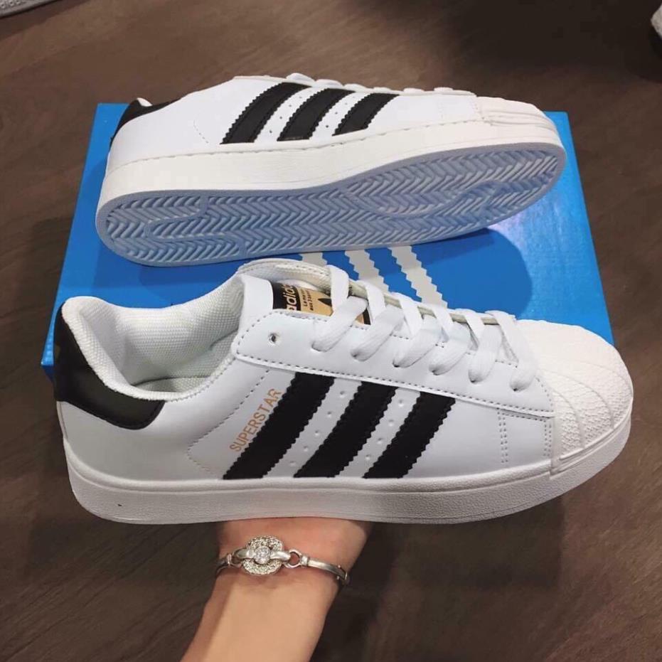 (gìcũng rẻ) Giày Thể Thao nam nữ, Giày thể thao adidas sọc đen trắng mũi sò tem vàng 🛑