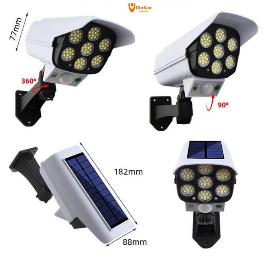 Đèn Năng Lượng Mặt Trời Sân Vườn Giả Camera Chống Trộm Có Điều Khiển Đèn Cảm Biến Chuyển Động IP67, Denvinsun