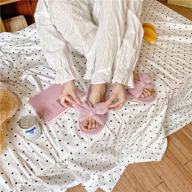 Dép bông đi trong nhà chống trượt giữ ấm mùa thu đông phong cách Nhật Bản hàng mới dành cho nữ sinh