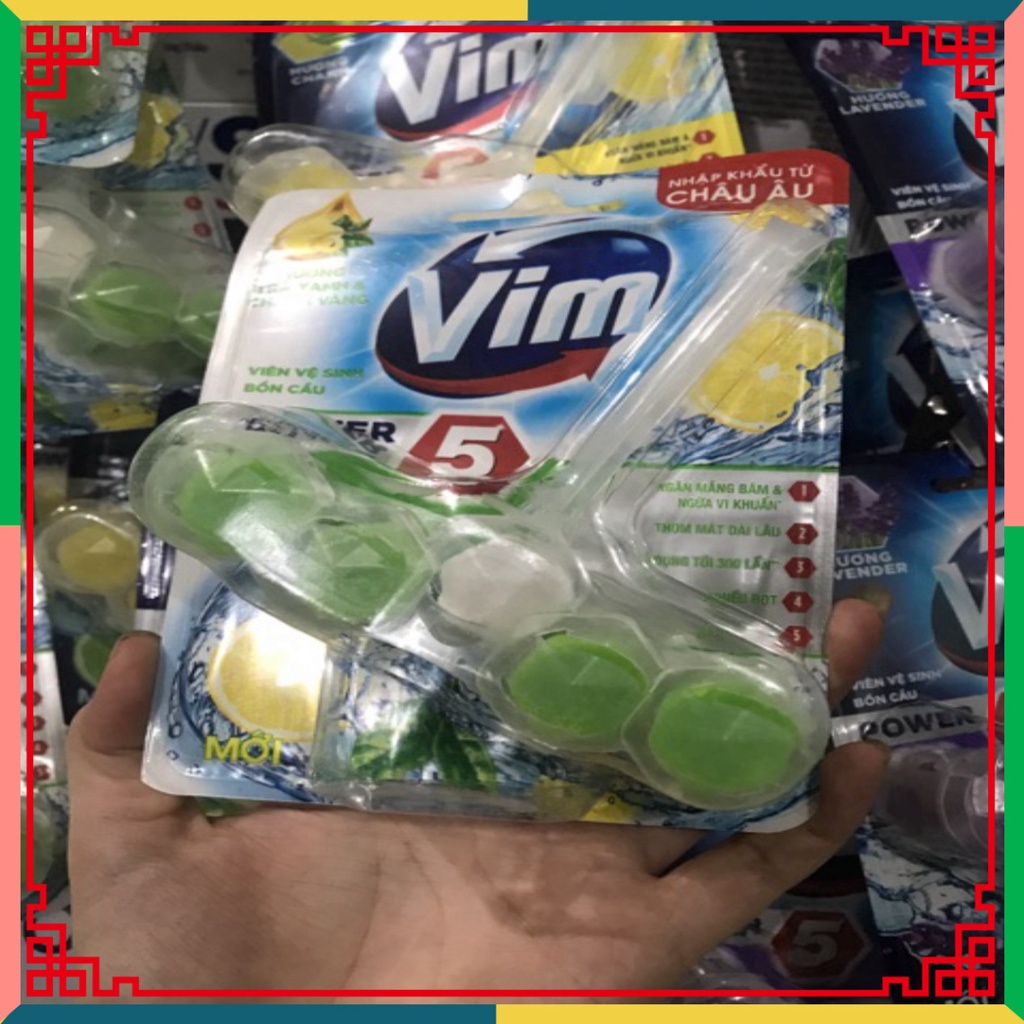 Viên Treo Tẩy Bồn Cầu Vim Power 55g Loại Mới Có Móc Treo