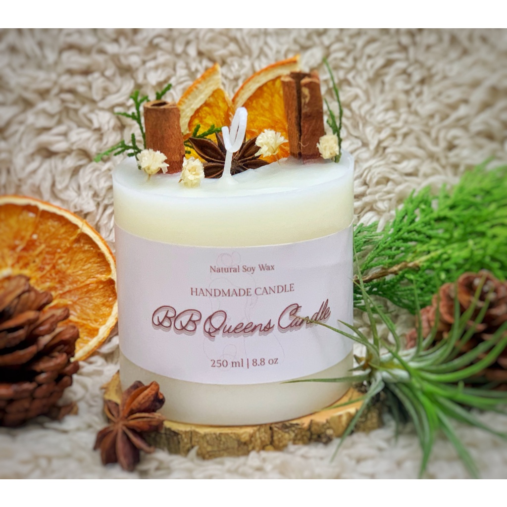 Quà tặng Nến thơm Decor  250gr  kèm gấu Teddy và hoa mini hương 4 mùa _ Gói set quà tặng như hình