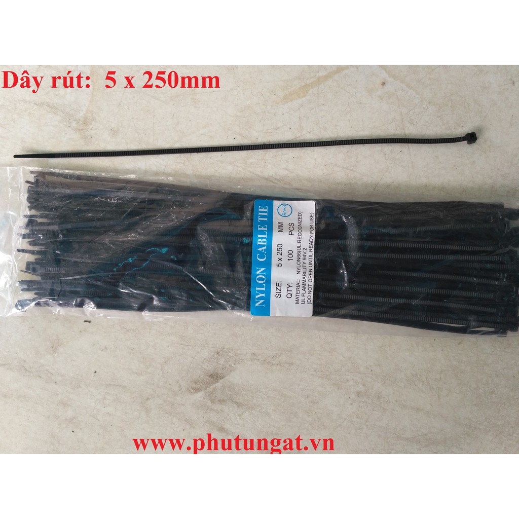 Dây rút màu đen 5x250mm (1 bịch 100 cái)