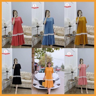 Váy bầu đuôi cá viền nhấn ren (hình thật)