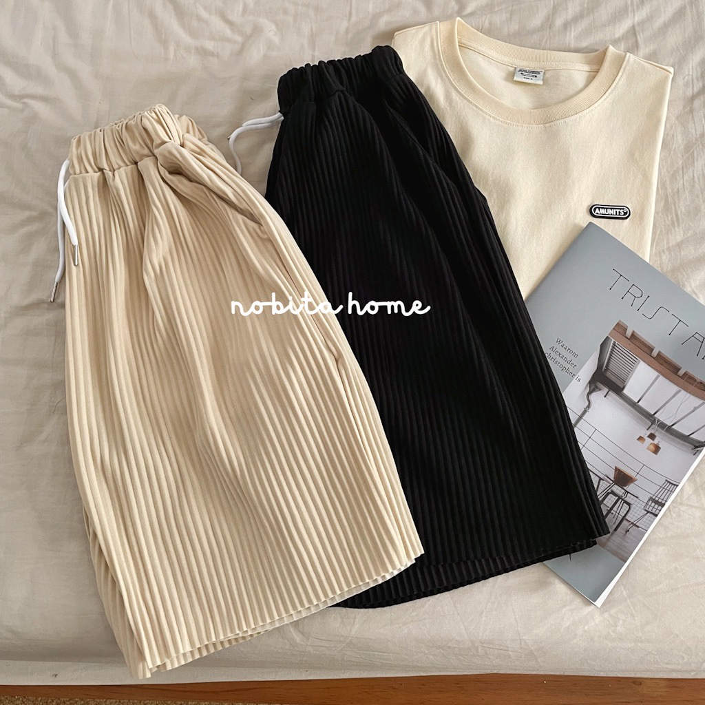 NOBITA HOME - Quần shorts thun tăm lưng chun 7162