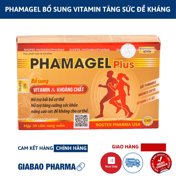 Viên uống vitamin tổng hợp Phamagel Plus tăng cường sức khỏe - Hộp 30 viên