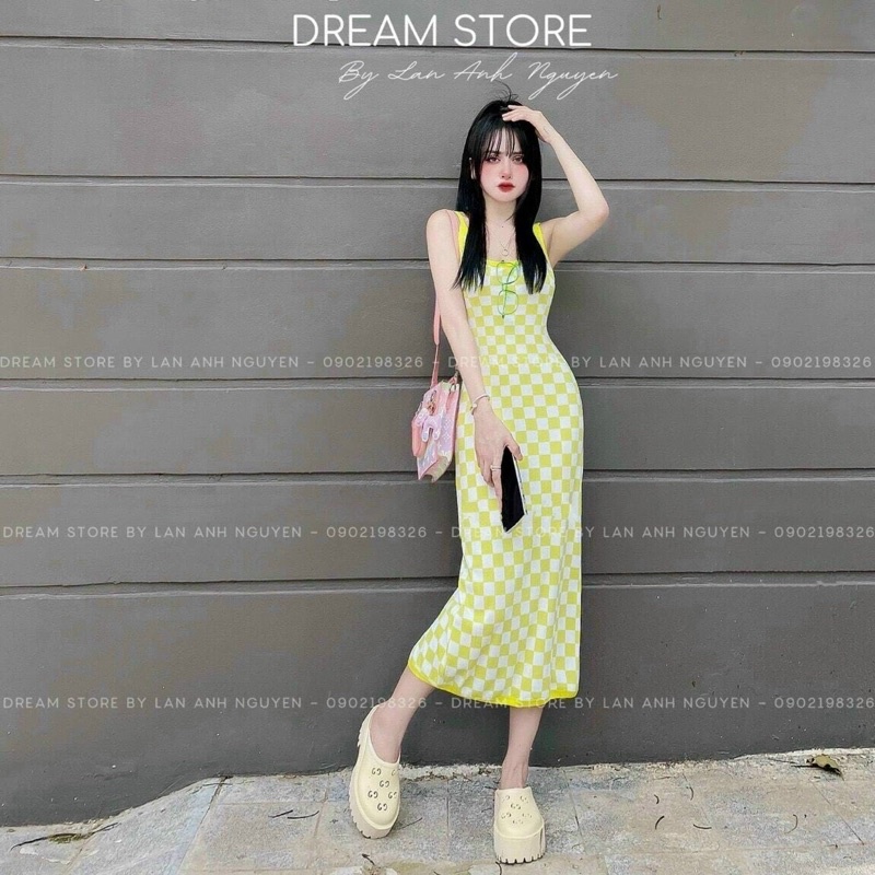 Đầm Body Caro Mpb Chất Gân Cá Tính Thời Trang Nữ Dáng Dài Đi Chơi Đi Dạo ATN CLOTHING