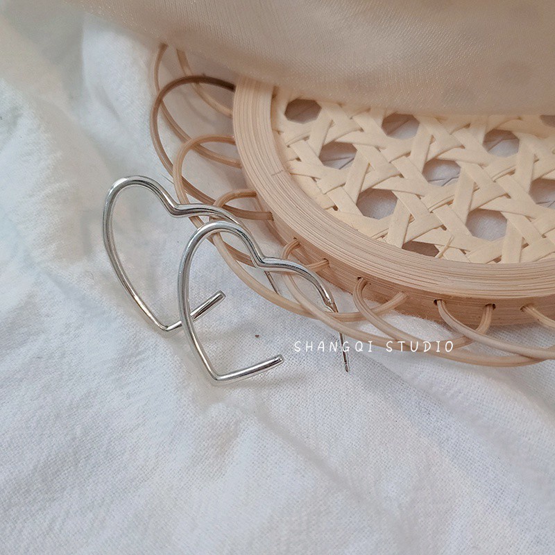 Bông tai hình trái tim phong cách Hàn Quốc thời trang