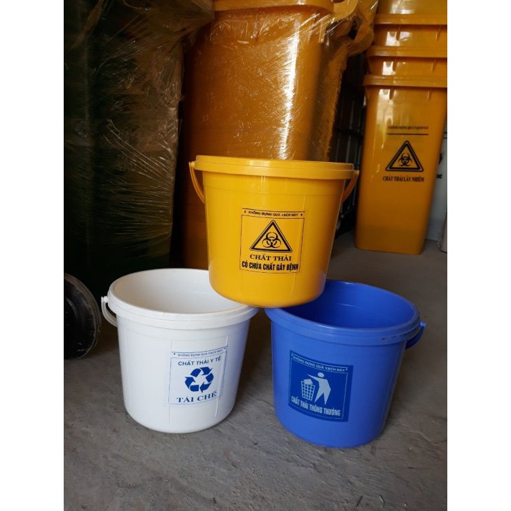 Xô 22 lít đựng vật sắc nhọn y tế, kim tiêm bẩn SÓNG VÀNG đạt tiêu chuẩn của bộ y tế