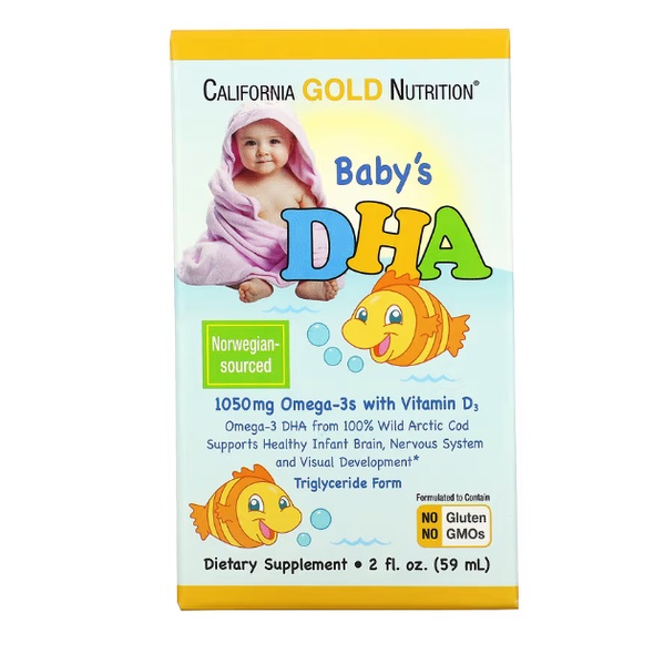 DHA + OMEGA 3 + VITAMIN D3 DÀNH CHO TRẺ EM | California Gold, Baby's DHA, Omega-3s with Vitamin D3 [DATE: 01/2024]