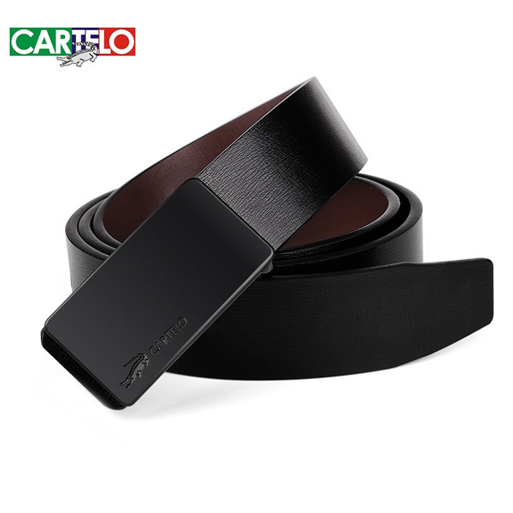 Thắt lưng nam khoá kim giấu đuôi dây, da bò 2 lớp  CARTELO - TL2207