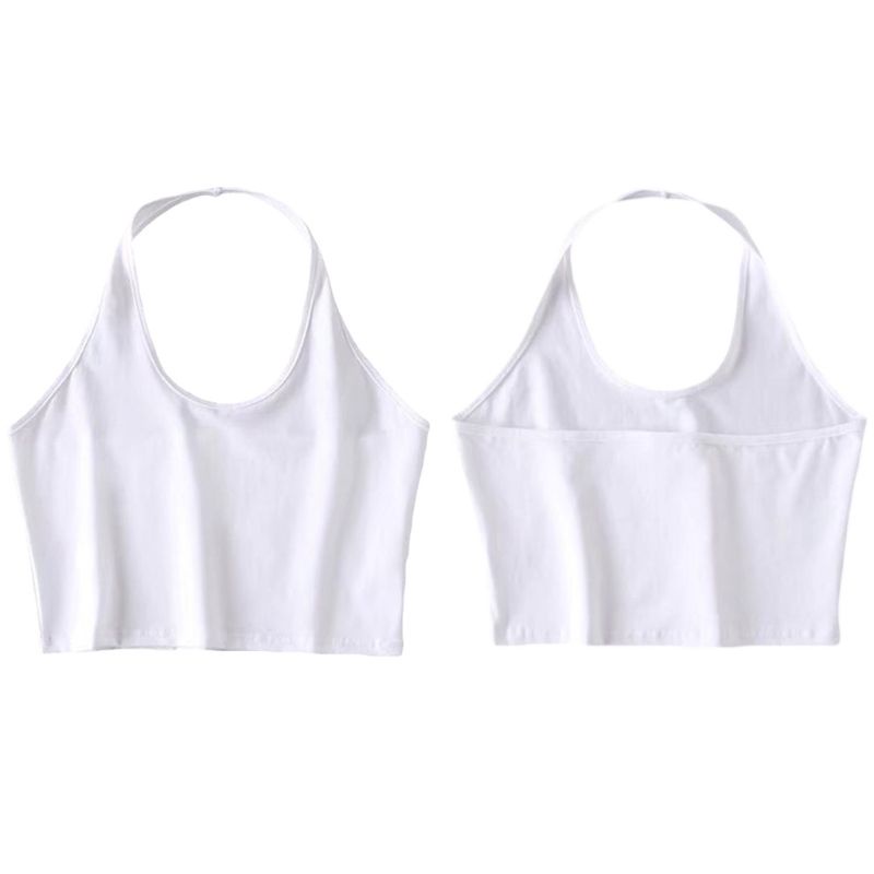 Áo croptop sát nách cổ tròn màu trơn thiết kế khoét lưng quyến rũ thời trang mùa hè cho nữ