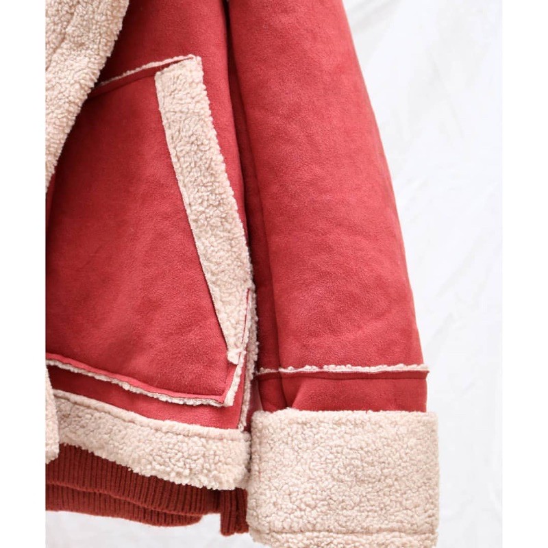 Áo da lộn lót lông cừu