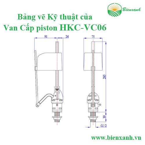 Van cấp nước Cấp piston của Bộ xả bồn cầu HKC-VC06