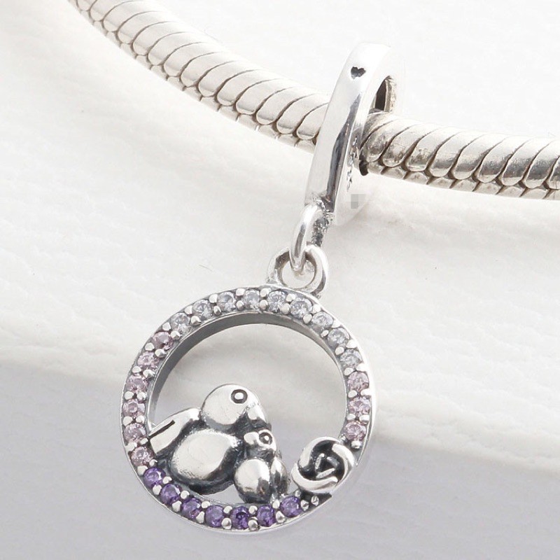 Charm treo chim mẹ và chim con bạc s925 Cao Cấp