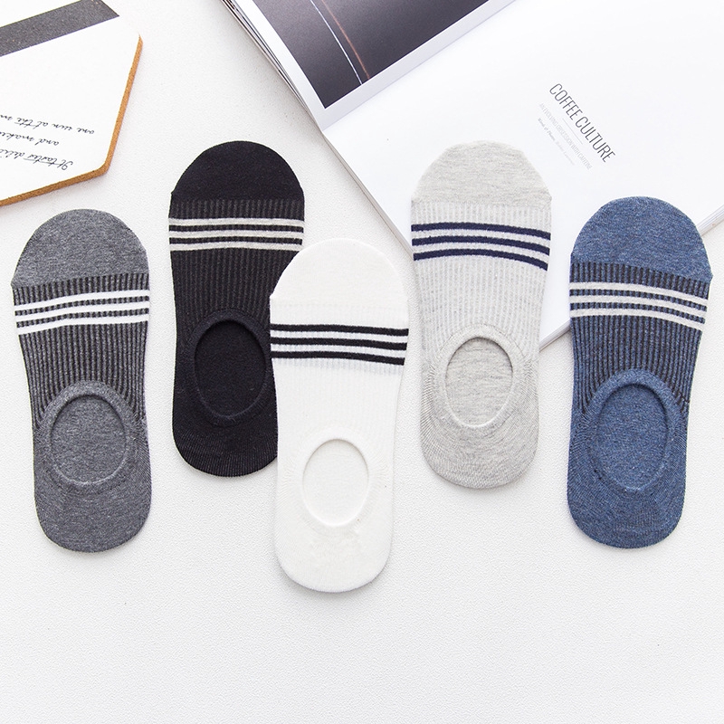 Vớ Cotton Mỏng Cổ Thấp Thoáng Khí Thoải Mái Chống Trượt Màu Trơn Họa Tiết Kẻ Sọc Thời Trang Mùa Xuân Mới Cho Nam