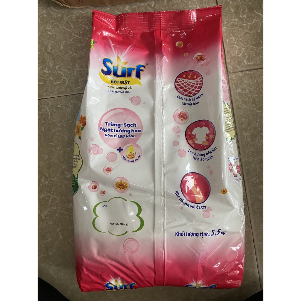 Bột giặt Surf hương Nước xả vải 5,5kg Ngát hương xuân