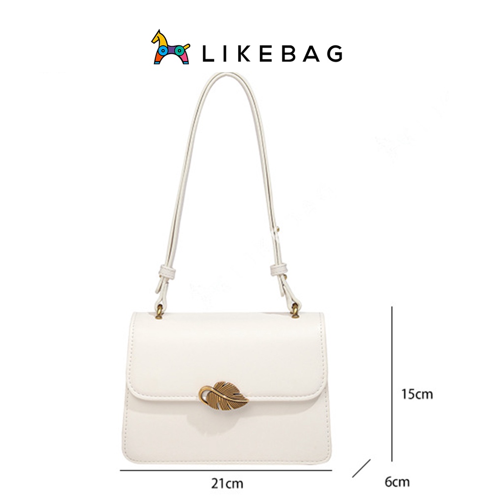 Túi xách nữ đeo vai, kẹp nách thời trang LIKEBAG form vuông nắp gập hình lá nữ tính 6713 - LIBAGI