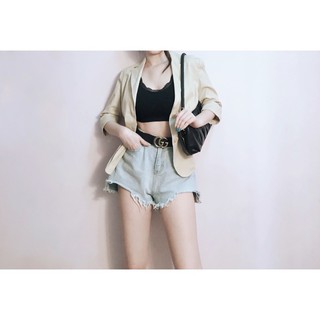 Khoác vest kaki 2 nút tay lỡ lật