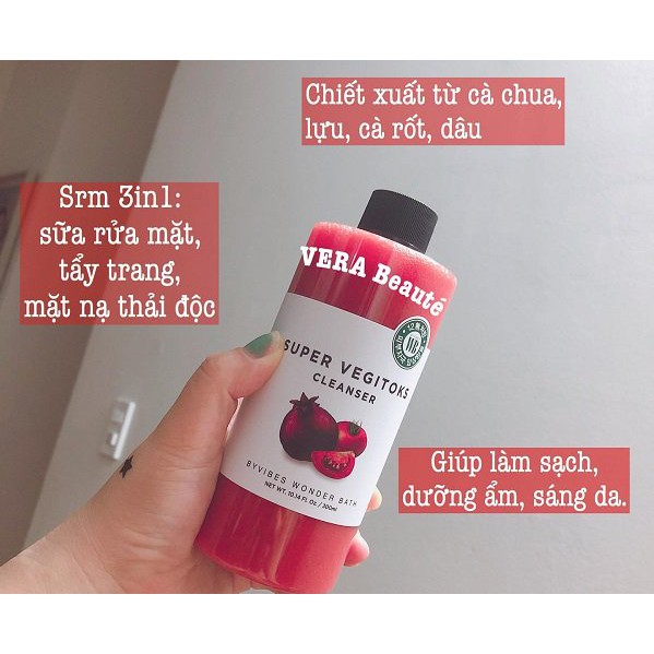 [CÓ SẴN] Sữa Rửa Mặt Rau Củ Thải Độc Trị Mun Super Vegitoks Cleanser 300ml Gía rẻ