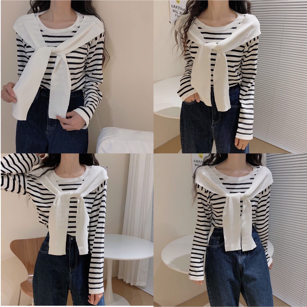 [BÁN SỈ] Áo Len Nữ Dệt Kim Dày Dặn Tay Dài Cổ Phối Khăn Buộc_Phong Cách Hàn Quốc | BigBuy360 - bigbuy360.vn