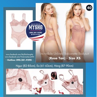 (Teddy Size XS) - Áo bodysuit sexy, hồng da phối ren (40) siêu gợi cảm - Victoria's Secret