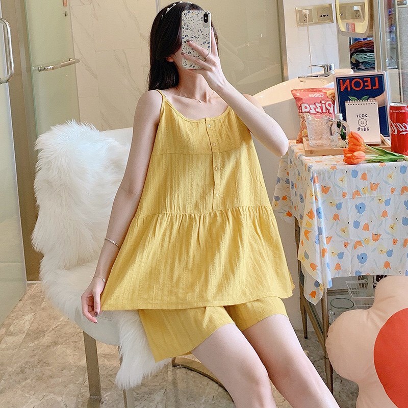 Bộ ngủ 2 dây, bộ mặc nhà nữ tiểu thư chất mềm mịn, thoáng mát, mặc ngủ sexy gợi cảm (Mã 2S)