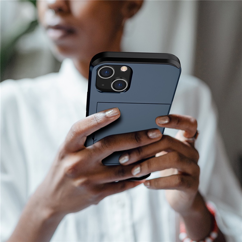Ốp Điện Thoại Chống Sốc Có Ngăn Ví Đựng Thẻ Cho iphone 13 pro 12 mini 11 pro max