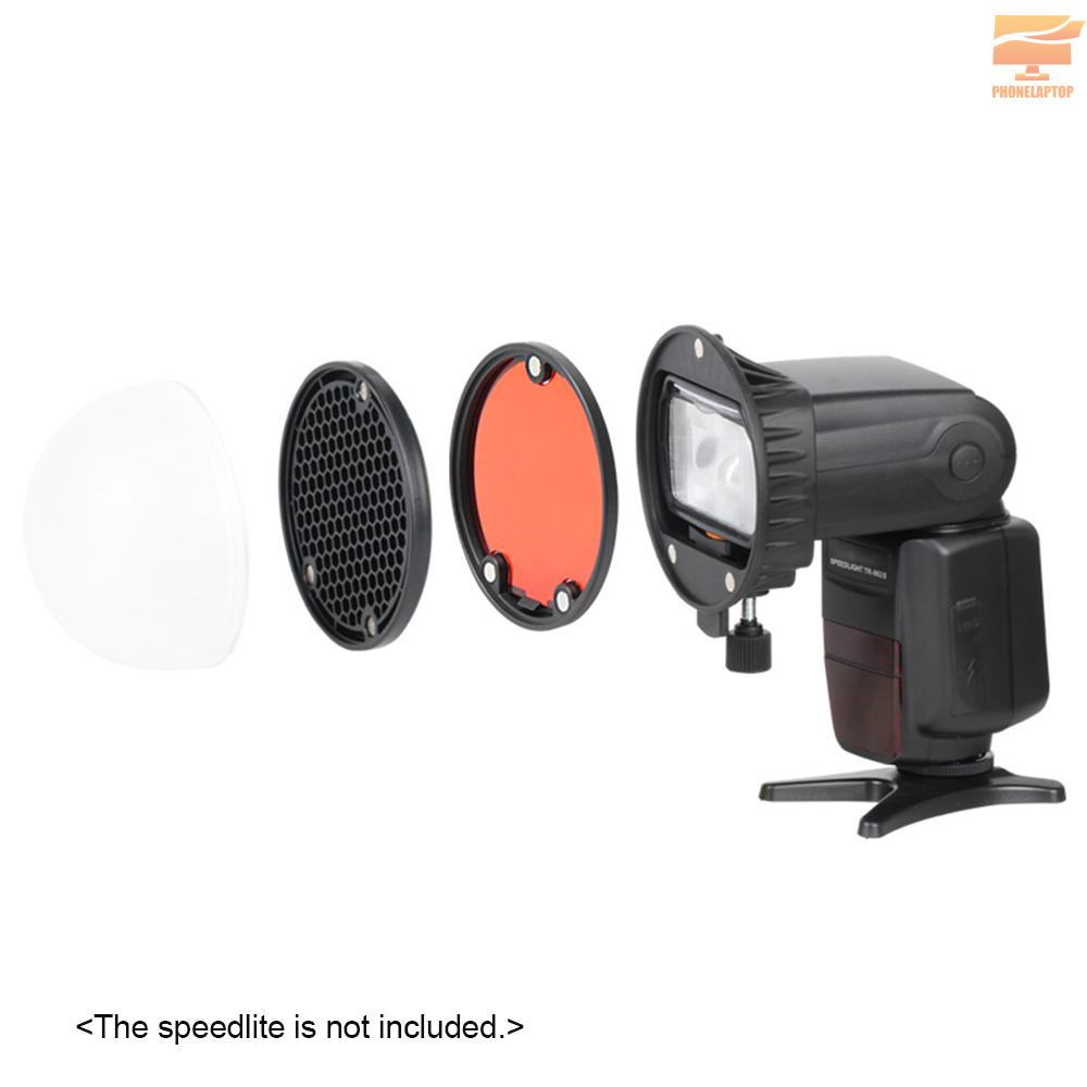 Bộ phụ kiện bóng khuếch tán + lưới phản quang + 4 miếng gel đổi màu cho Godox V860II/V850II/TT685 YONGNUO YN862/YN565EX