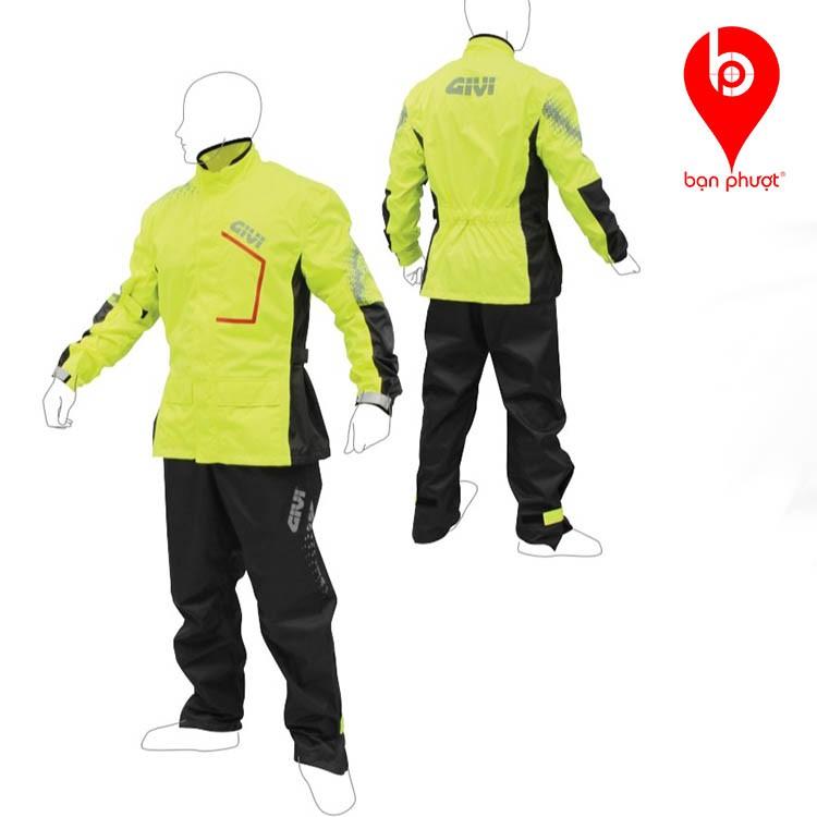 Bộ Quần Áo Mưa GIVI Vải Giáp PRS04.AX YELOW ( Prime Range Rain Suit)