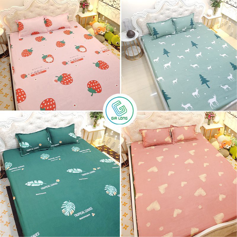 Bộ ga gối 💖m2/m4💖 drap giường poly, ga trải giường + 2 vỏ gối nằm đơn giản Gia Long Home | BigBuy360 - bigbuy360.vn