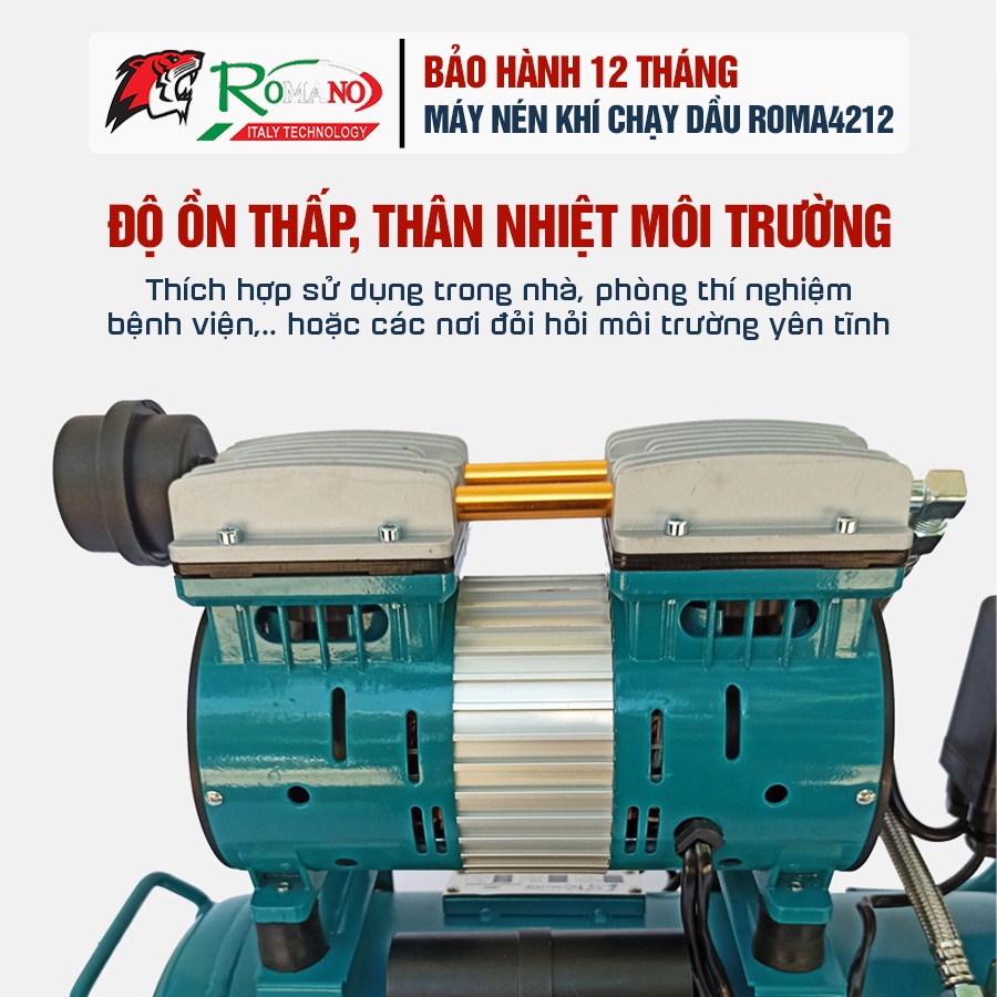 Máy nén khí không dầu ROMANO RM750/30 dung tích bình 30L công suất 840W