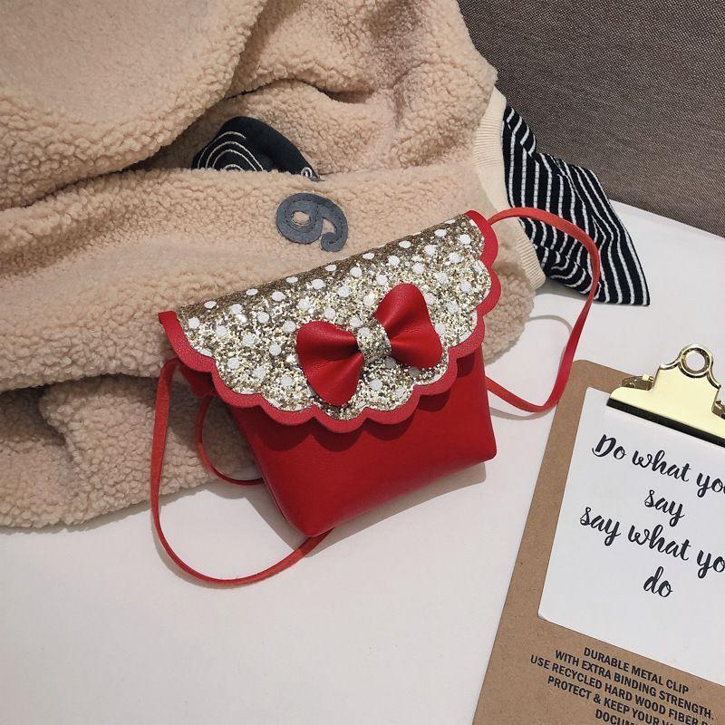 Túi xách đính nơ kim tuyến lấp lánh phong cách Hàn Quốc cho bé