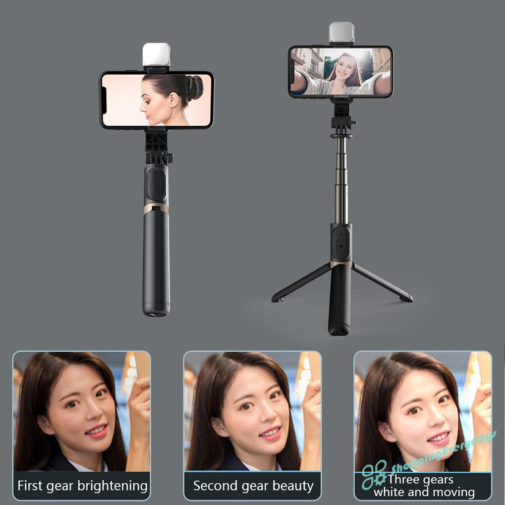 sv  Q03S Aluminum Bluetooth Selfie Stick Tripod w/ Remote Shutter + Fill Light