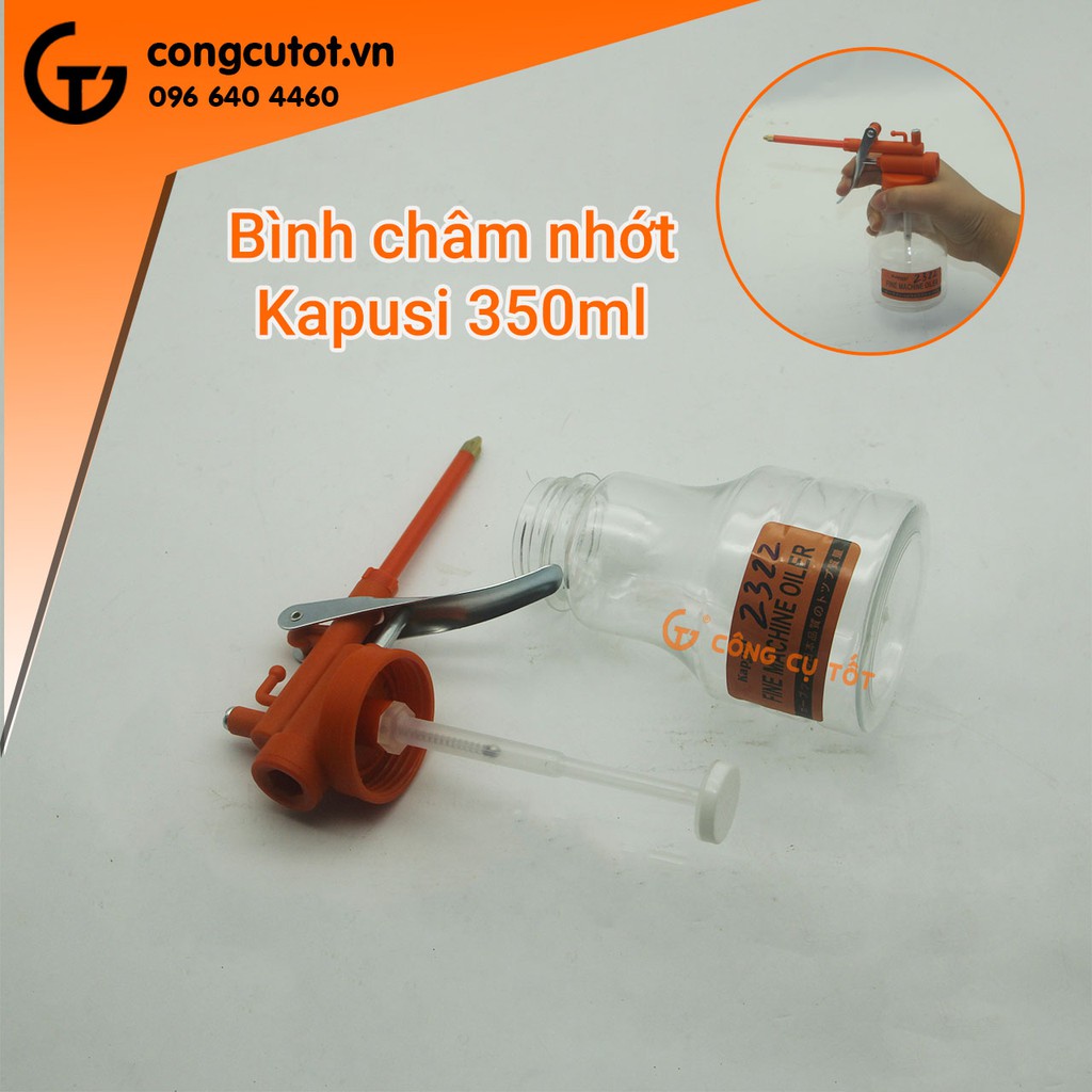 Bình châm dầu nhớt nhựa trong 350ml Kapusi K-8992