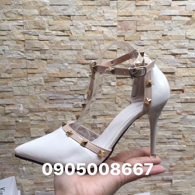 Giày cao gót 9 cm phối đinh bít gót size 34 đến size 40