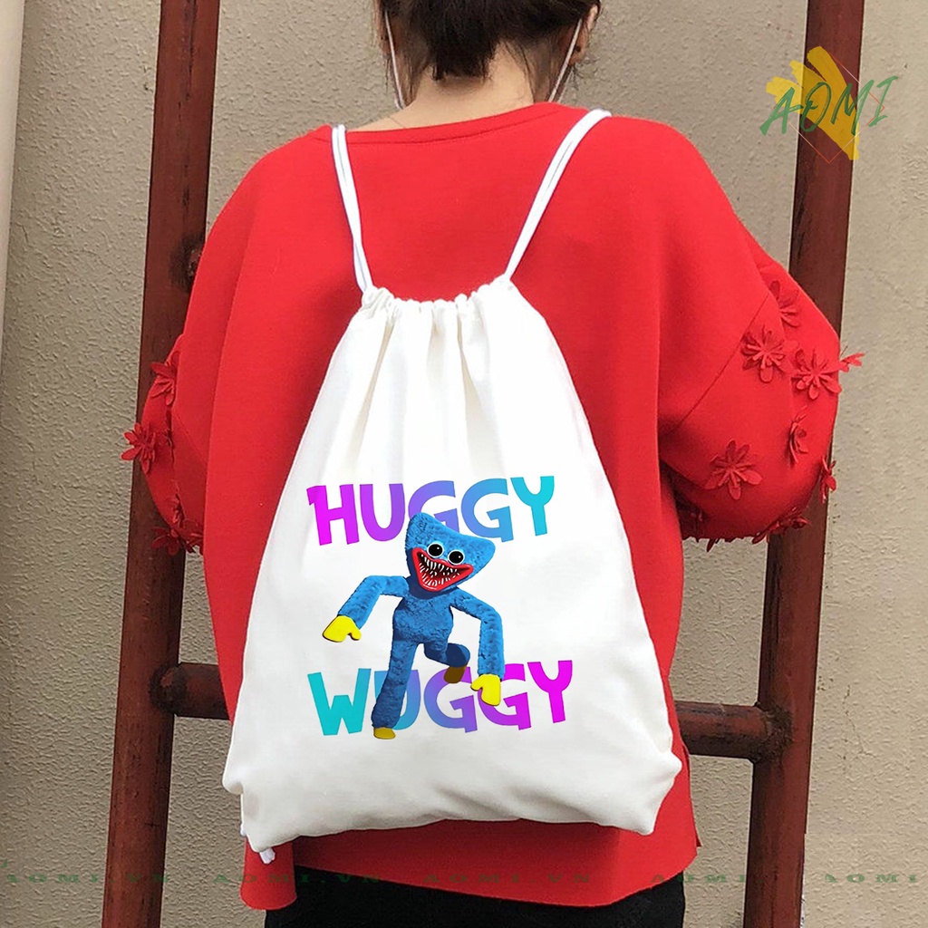 BALO MINI Poppy Playtime Huggy Wuggy AOMIVN DÂY RÚT ĐEO VAI 33x38cm NHỎ XINH UNISEX CHẤT CANVAS CUTE TIỆN ÍCH DU LỊCH