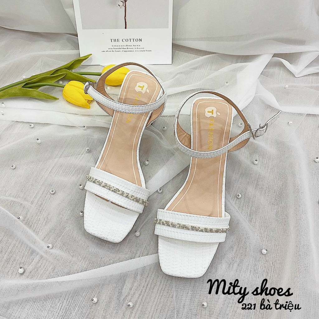 (S155) Sandal nữ cao 9 phân quai đính đá (mã G36 - hàng VNXK)