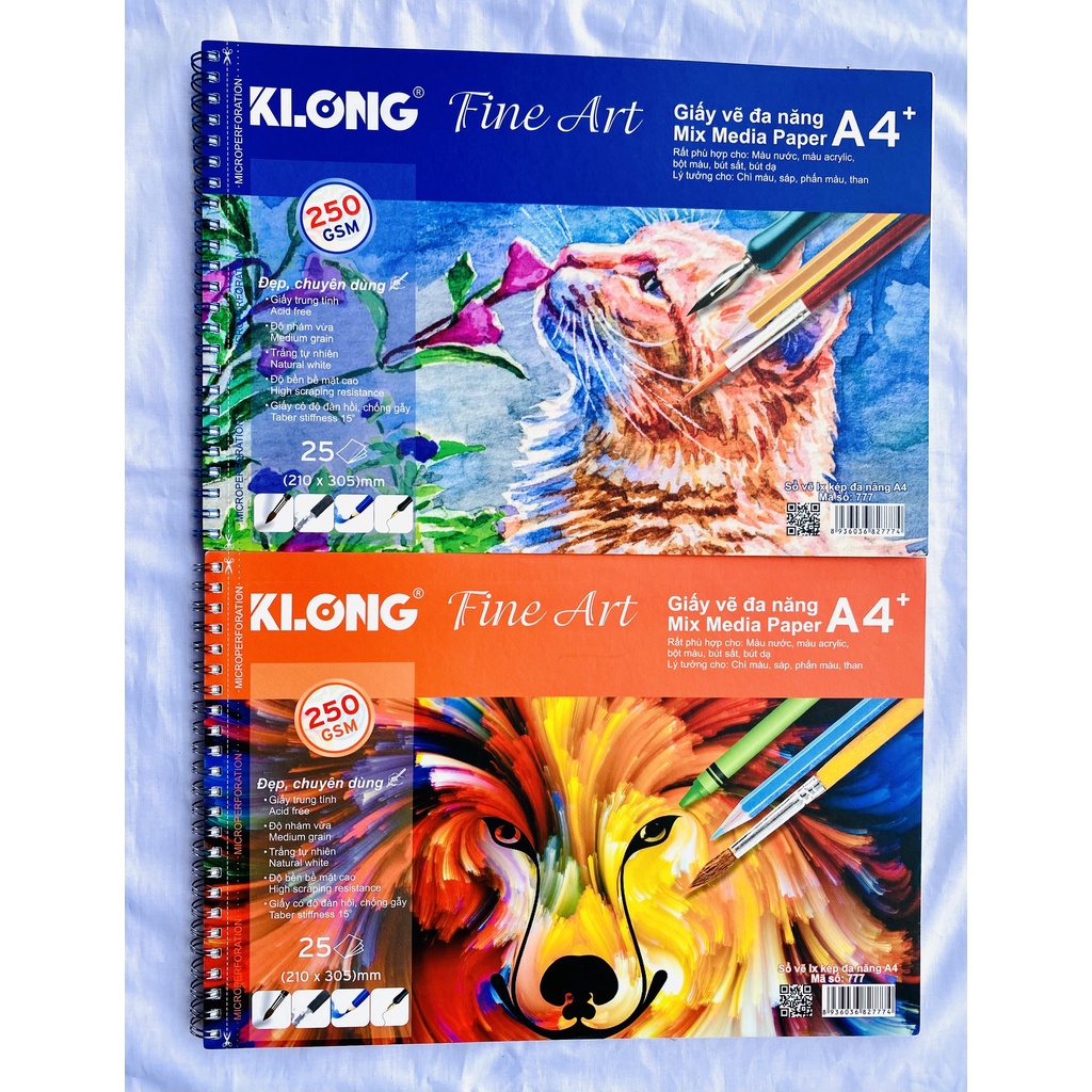 [Hàng xịn Klong MS 777] Sổ vẽ cao cấp A4+ 25 tờ 250GSM gáy lò xo chuyên nghiệp dành cho dân vẽ - VPP Thiên Ái