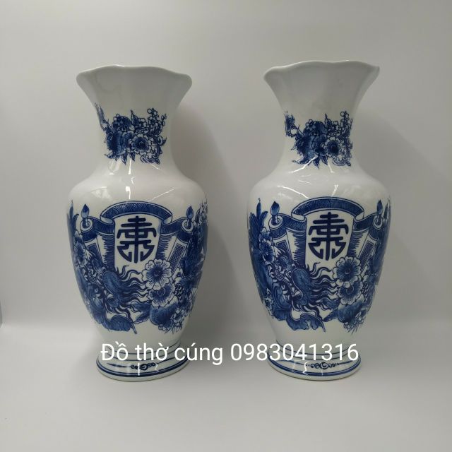 Lọ cắm hoà thờ màu xanh lam cao 40cm