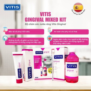 Bộ chăm sóc răng miệng chăm sóc nướu răng Vitis Gingival Mixed Pack an toàn cho phụ nữ mang thai và trẻ nhỏ